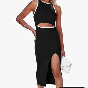 NWOT - Black & White Cut-Out Midi Dress